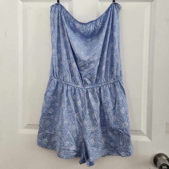 Strapless Flower Print Romper Shorts w/Pockets | Size Medium | Forever 21 - Picture 1 of 7